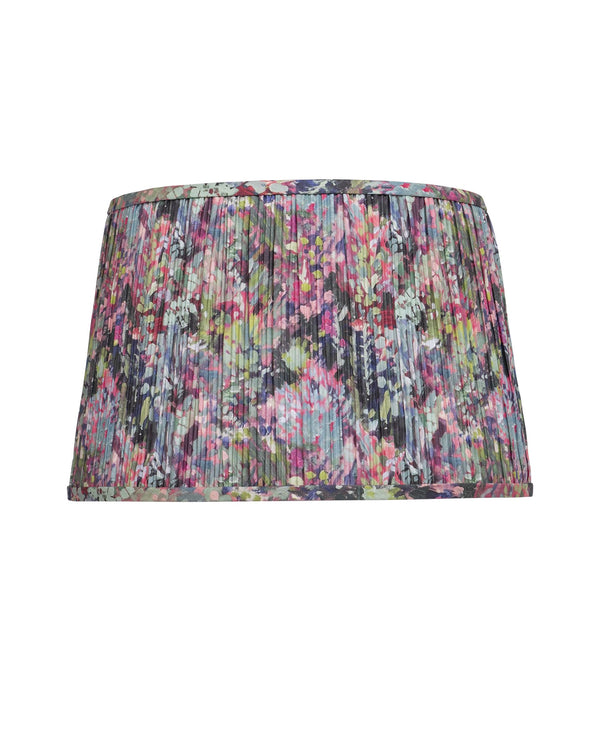 Currey & Company Wildflower Pleated Tapered Lamp Shade with Bold Botanical Print for Eclectic Spaces Magenta / Green / Blue 0900-6017
