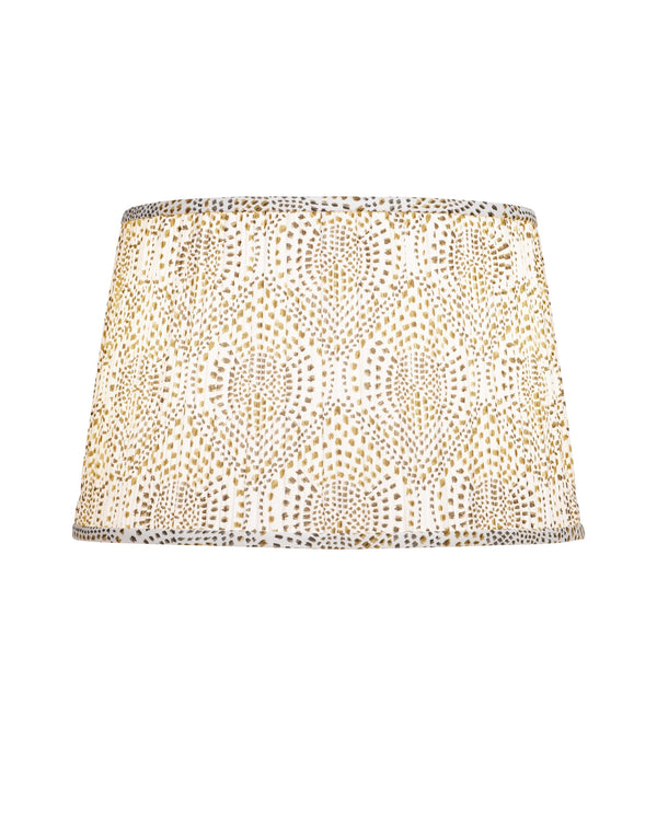 Currey & Company Lenore Pleated Tapered Lamp Shade with Artisan Block Print for Warm Bohemian Interiors Gold / Brown / Ivory 0900-6019