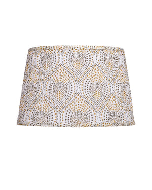 Currey & Company Lenore Pleated Tapered Lamp Shade with Artisan Block Print for Warm Bohemian Interiors Gold / Brown / Ivory 0900-6019