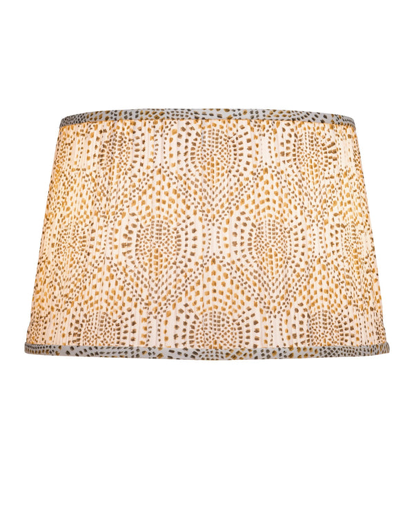 Currey & Company Lenore Pleated Tapered Lamp Shade with Artisan Block Print for Warm Bohemian Interiors Gold / Brown / Ivory 0900-6019