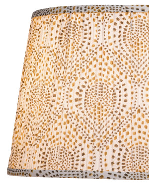 Currey & Company Lenore Pleated Tapered Lamp Shade with Artisan Block Print for Warm Bohemian Interiors Gold / Brown / Ivory 0900-6019