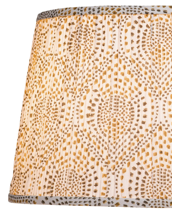 Currey & Company Lenore Pleated Tapered Lamp Shade with Artisan Block Print for Warm Bohemian Interiors Gold / Brown / Ivory 0900-6019