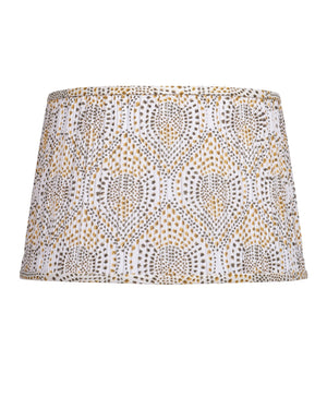 Currey & Company Lenore Pleated Tapered Lamp Shade with Artisan Block Print for Warm Bohemian Interiors Gold / Brown / Ivory 0900-6019