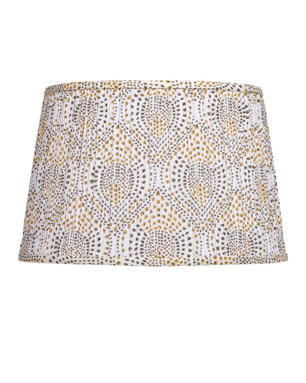 Currey & Company Lenore Pleated Tapered Lamp Shade with Artisan Block Print for Warm Bohemian Interiors Gold / Brown / Ivory 0900-6019