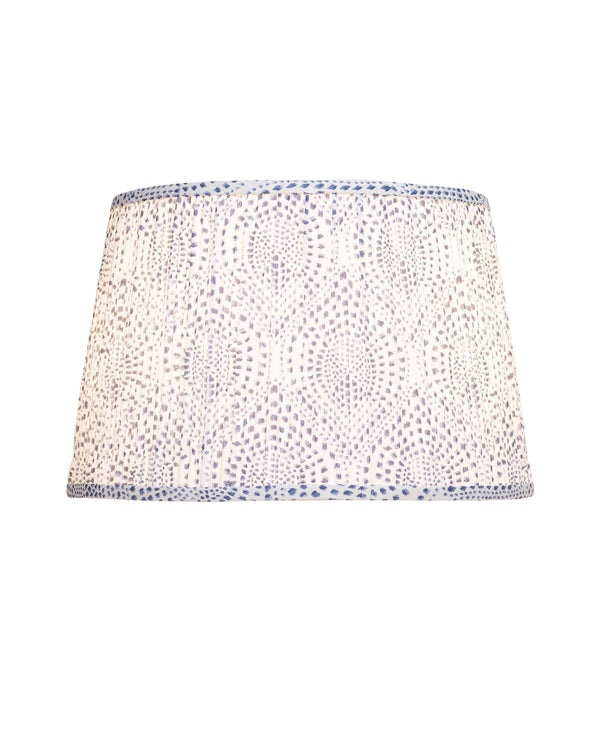 Currey & Company Lenore Pleated Tapered Lamp Shade with Artisan Block Print for Warm Bohemian Interiors Blue / Ivory 0900-6020