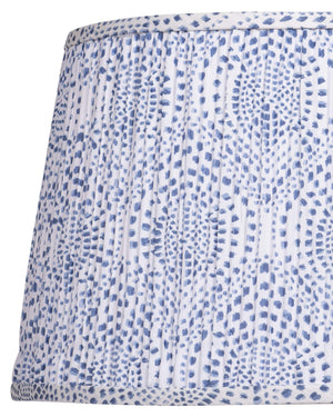 Currey & Company Lenore Pleated Tapered Lamp Shade with Artisan Block Print for Warm Bohemian Interiors Blue / Ivory 0900-6020