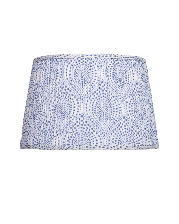 Currey & Company Lenore Pleated Tapered Lamp Shade with Artisan Block Print for Warm Bohemian Interiors Blue / Ivory 0900-6020