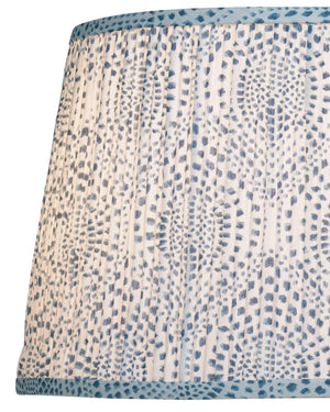Currey & Company Lenore Pleated Tapered Lamp Shade with Artisan Block Print for Warm Bohemian Interiors Blue / Ivory 0900-6020