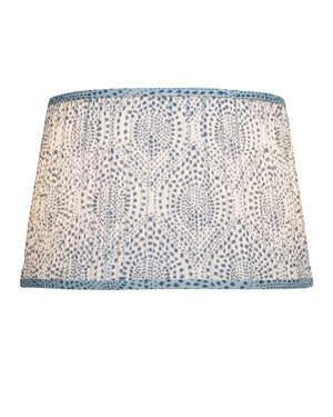 Currey & Company Lenore Pleated Tapered Lamp Shade with Artisan Block Print for Warm Bohemian Interiors Blue / Ivory 0900-6020