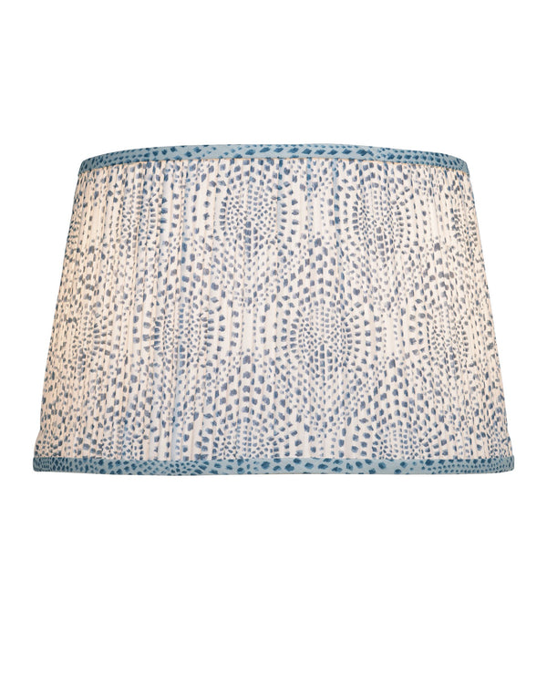 Currey & Company Lenore Pleated Tapered Lamp Shade with Artisan Block Print for Warm Bohemian Interiors Blue / Ivory 0900-6020