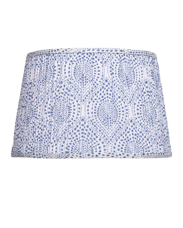 Currey & Company Lenore Pleated Tapered Lamp Shade with Artisan Block Print for Warm Bohemian Interiors Blue / Ivory 0900-6020