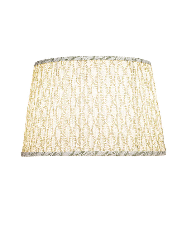 Currey & Company Plume Coastal Pleated Tapered Fabric Shade for Table Lamps in Living or Bedroom Green / Ivory 0900-6023