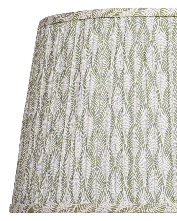 Currey & Company Plume Coastal Pleated Tapered Fabric Shade for Table Lamps in Living or Bedroom Green / Ivory 0900-6023