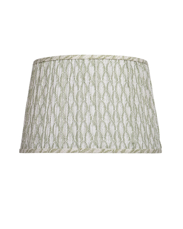 Currey & Company Plume Coastal Pleated Tapered Fabric Shade for Table Lamps in Living or Bedroom Green / Ivory 0900-6023