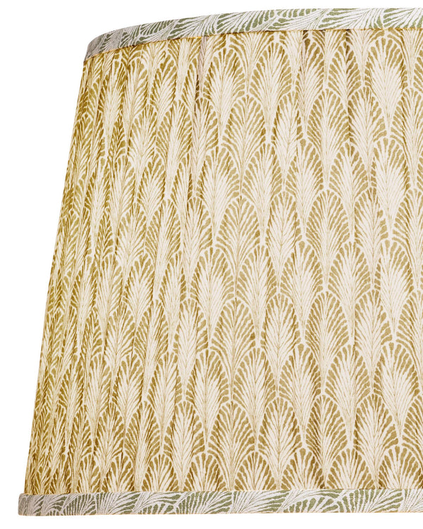 Currey & Company Plume Coastal Pleated Tapered Fabric Shade for Table Lamps in Living or Bedroom Green / Ivory 0900-6023