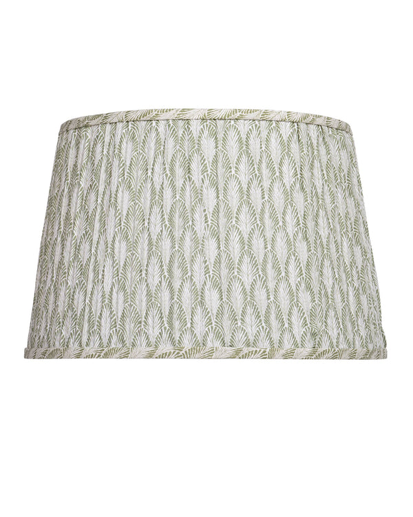 Currey & Company Plume Coastal Pleated Tapered Fabric Shade for Table Lamps in Living or Bedroom Green / Ivory 0900-6023