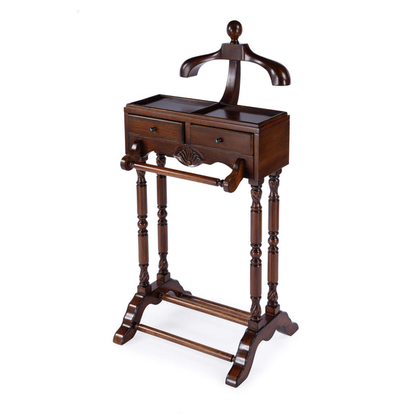 Butler Specialty Petrov Elegant Rectangular Wood Valet Stand With Drawers And Hanger For Stylish Organization Medium Brown Rubberwood And Poplar Hardwood Solids,Cherry Veneer,Mdf 900011-butler