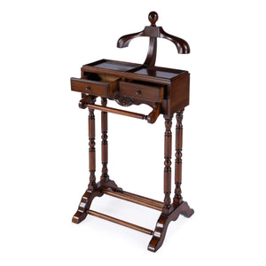 Butler Specialty Petrov Elegant Rectangular Wood Valet Stand With Drawers And Hanger For Stylish Organization Medium Brown Rubberwood And Poplar Hardwood Solids,Cherry Veneer,Mdf 900011-butler