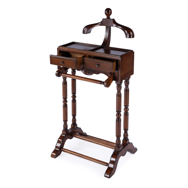 Butler Specialty Petrov Elegant Rectangular Wood Valet Stand With Drawers And Hanger For Stylish Organization Medium Brown Rubberwood And Poplar Hardwood Solids,Cherry Veneer,Mdf 900011-butler