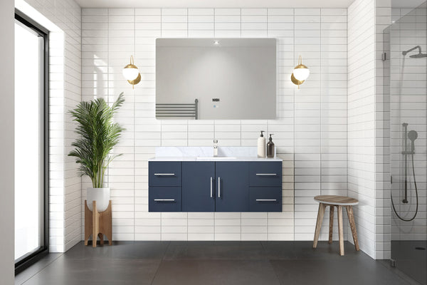 English Elm Navy 48" Bath Vanity with Carrara Marble Top — Solid Wood, Soft-Close Drawers & Spacious Storage B2731P258486