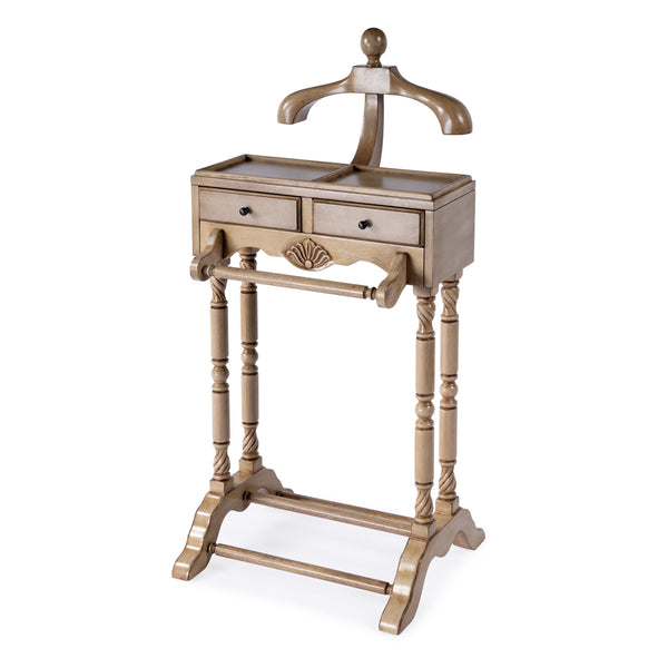 Butler Specialty Petrov Elegant Rectangular Wood Valet Stand With Drawers And Hanger For Stylish Organization Tan,Beige Rubberwood And Poplar Hardwood Solids,Cherry Veneer,Mdf 900424-butler