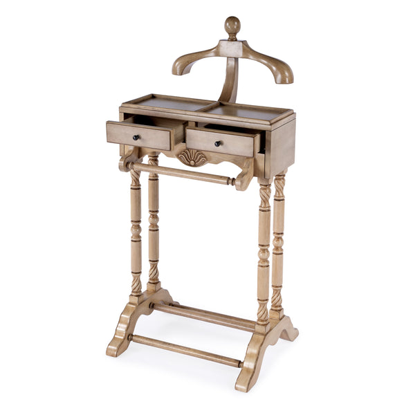 Butler Specialty Petrov Elegant Rectangular Wood Valet Stand With Drawers And Hanger For Stylish Organization Tan,Beige Rubberwood And Poplar Hardwood Solids,Cherry Veneer,Mdf 900424-butler