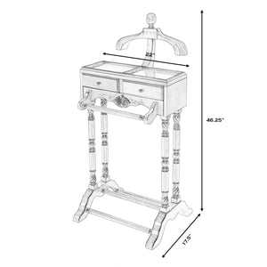 Butler Specialty Petrov Elegant Rectangular Wood Valet Stand With Drawers And Hanger For Stylish Organization Tan,Beige Rubberwood And Poplar Hardwood Solids,Cherry Veneer,Mdf 900424-butler