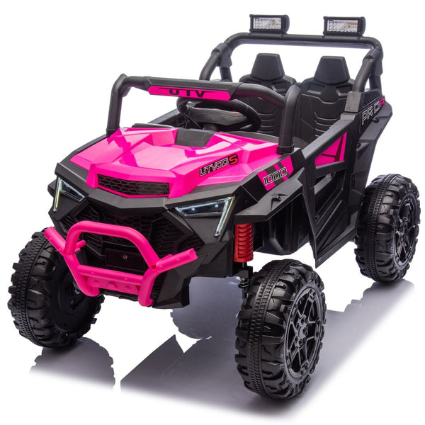 English Elm 24v 400w Kids Electric Utv Ride on with Remote Bluetooth Led Suspension Cockpit Pink W1578P284294