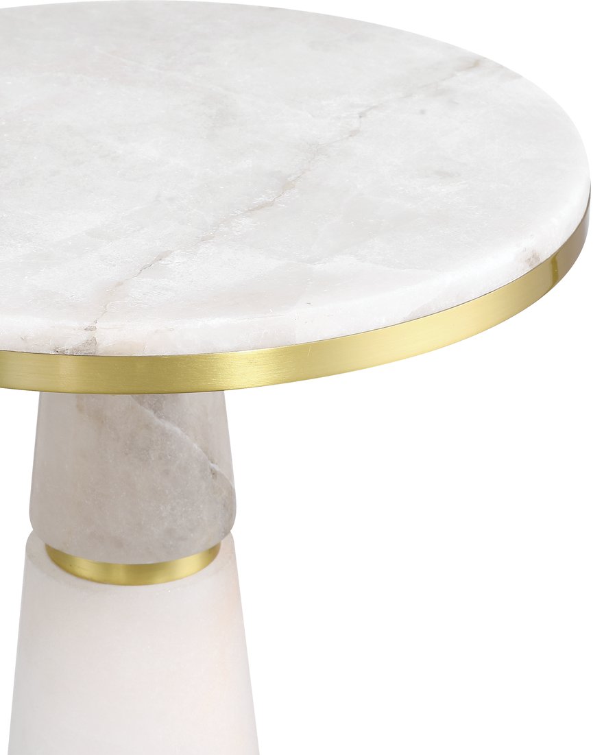 Currey & Company Eleanora Drinks Table - Elegant Alabaster & Brass Pedestal, Modern Design For Sophisticated Spaces White Alabaster ,Brass 3000-0320-currey-company