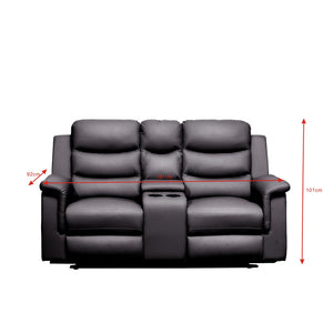 English Elm Reclining PU Loveseat Slipcover with Console & Cup Holders, Stretch Durable Recliner Cover Black W214S00021