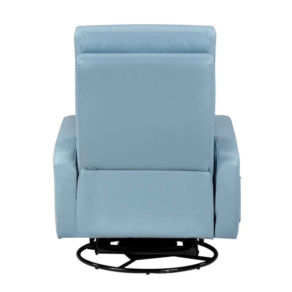 English Elm Glider Top Grain Leather Swivel Recliner Chair – Blue Comfort, 360° Glide, Solid Wood Frame, Luxury B011P330087