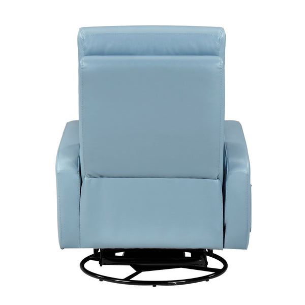 English Elm Glider Top Grain Leather Swivel Recliner Chair – Blue Comfort, 360° Glide, Solid Wood Frame, Luxury B011P330087