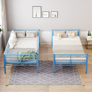English Elm Metal Full Size Bunk Bed Convertible Steel Frame with Safety Guardrail for Kids W3752S00015