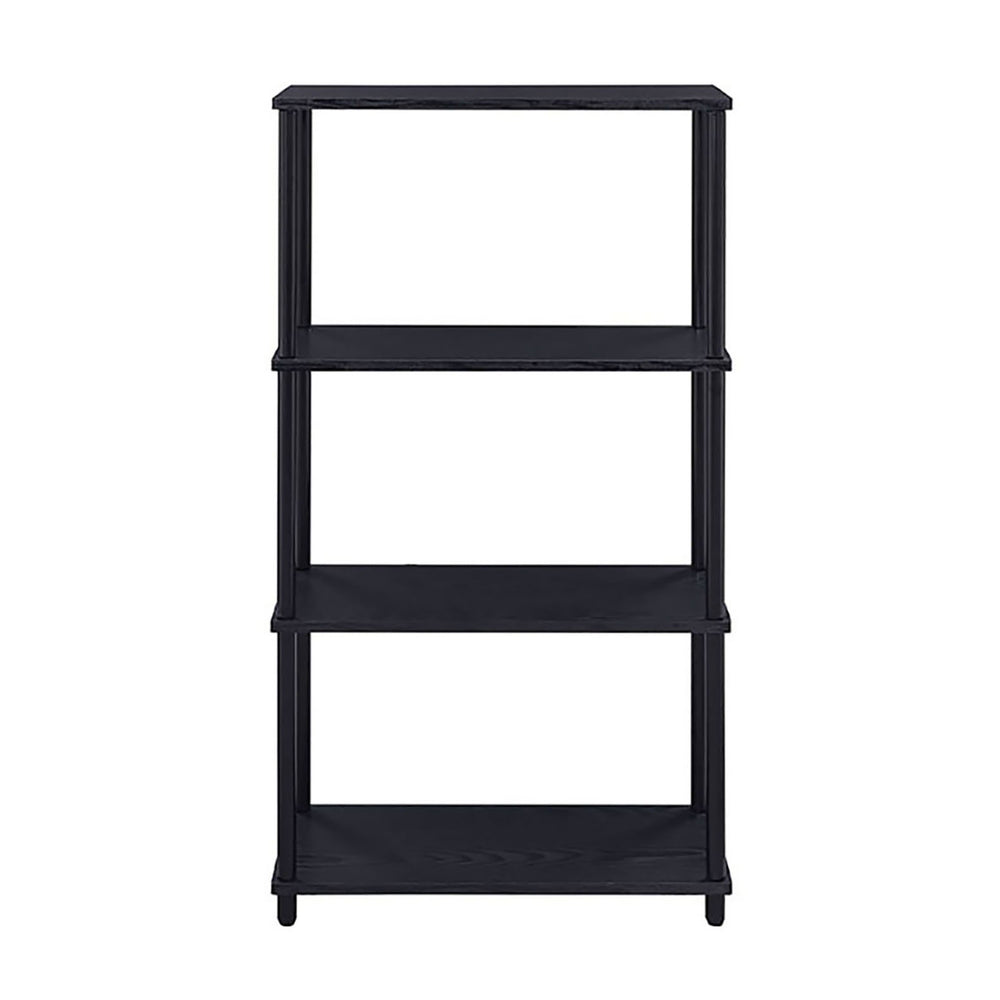 English Elm Black 4-Shelf Bookshelf 44.5"H x 24.5"W x 12.5"D — Durable 15mm Panels, Powder-Coated Black Finish for Stylish Storage and Display B062P191048