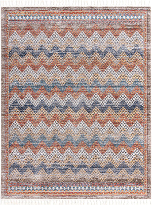 Unique Loom Aramis Stella Machine Made Tribal Rug Multi, Blue/Ivory/Light Brown/Rust Red/Beige 7' 10" x 10' 0"