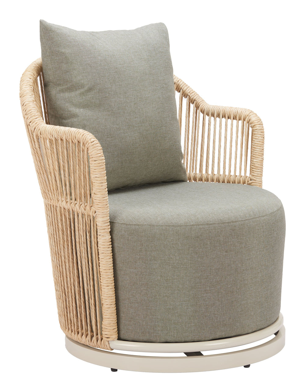 Zuo Modern Lanai Swivel Chair - Stylish Multicolor Outdoor Seating With Premium Olefin Fabric & Rattan Weave Multicolor 100% Olefin,Aluminum,100% Polyethylene 704174-zuo-modern