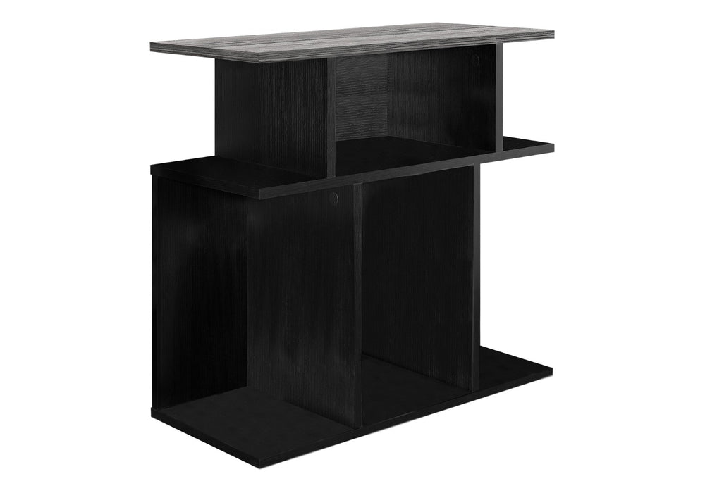 English Elm Accent Table Two Tier Narrow Black Laminate Metal Legs Modern Living Room Bedside B2710P219053