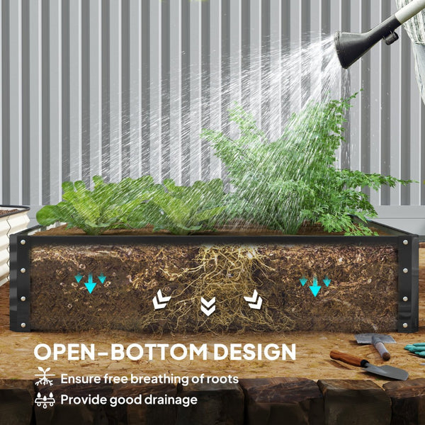 English Elm Outsunny Galvanized Steel Square Raised Garden Bed for Vegetables Herbs and Flowers W2225P485553