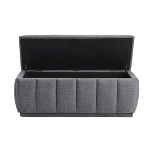 English Elm Modern Gray Textured Storage Bench with Foam Cushion, 300lb Capacity, No Assembly, 47" Long Upholstered Seat Perfect for Entryway Bedroom Living Room B011P298380