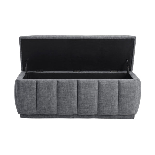 English Elm Modern Gray Textured Storage Bench with Foam Cushion, 300lb Capacity, No Assembly, 47" Long Upholstered Seat Perfect for Entryway Bedroom Living Room B011P298380