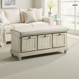 English Elm Wali Farmhouse Storage Bench with Lift Top Cushioned Seat for Entryway Bedroom B056P417050