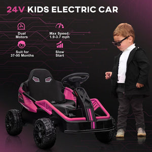 English Elm Qaba 24v Dual Motor Kids Ride on Car with Remote Spring Suspension and Led Lights W2225P217191