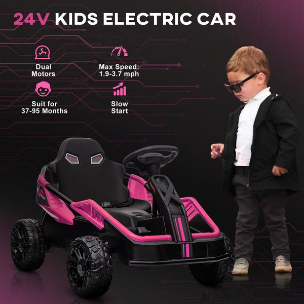English Elm Qaba 24v Dual Motor Kids Ride on Car with Remote Spring Suspension and Led Lights W2225P217191