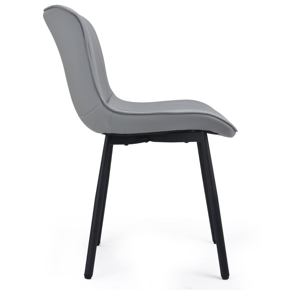 English Elm Dining Chairs Set of 2 Grey Faux Leather with Spindle Back, Adjustable Feet, Metal Legs—Mid‑Century Chic T3623P409233