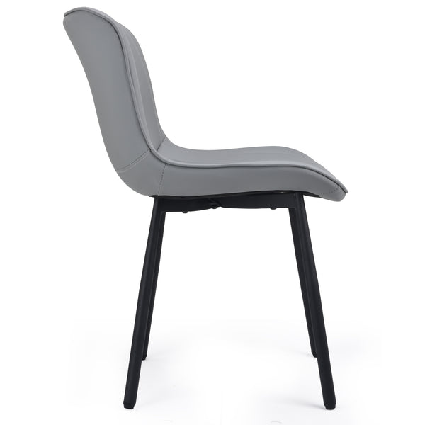 English Elm Dining Chairs Set of 2 Grey Faux Leather with Spindle Back, Adjustable Feet, Metal Legs—Mid‑Century Chic T3623P409233