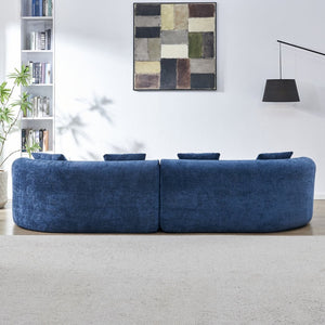 English Elm 111" L Shaped Cloud Sofa Plush Chenille Upholstered High Density Foam Apartment Living Room Blue W1669S00055