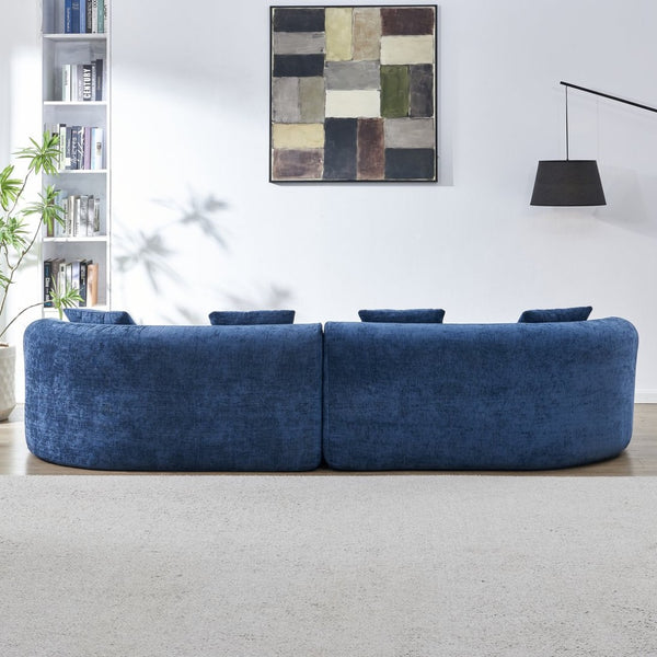 English Elm 111" L Shaped Cloud Sofa Plush Chenille Upholstered High Density Foam Apartment Living Room Blue W1669S00055