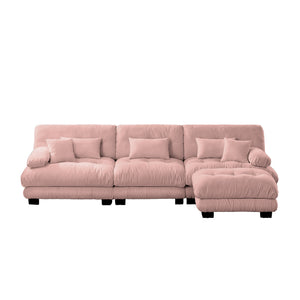 English Elm Luxury Modular Sectional Sofa - Oversized L-Shaped Chenille Couch In Chic Pink For Ultimate Comfort W714S01011