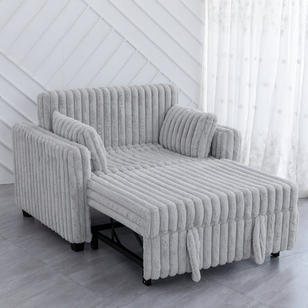 English Elm 3 in 1 Convertible Sleeper Sofa Bed with Plush Fabric, Spring Support, Cozy Skin-Friendly Comfort Light Gray W1767P195964