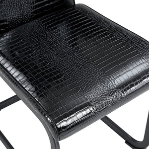 English Elm Luxury Pu Upholstered Dining Chair Set of 4 with Channel Stitching and Metal Legs Black W1512P491881